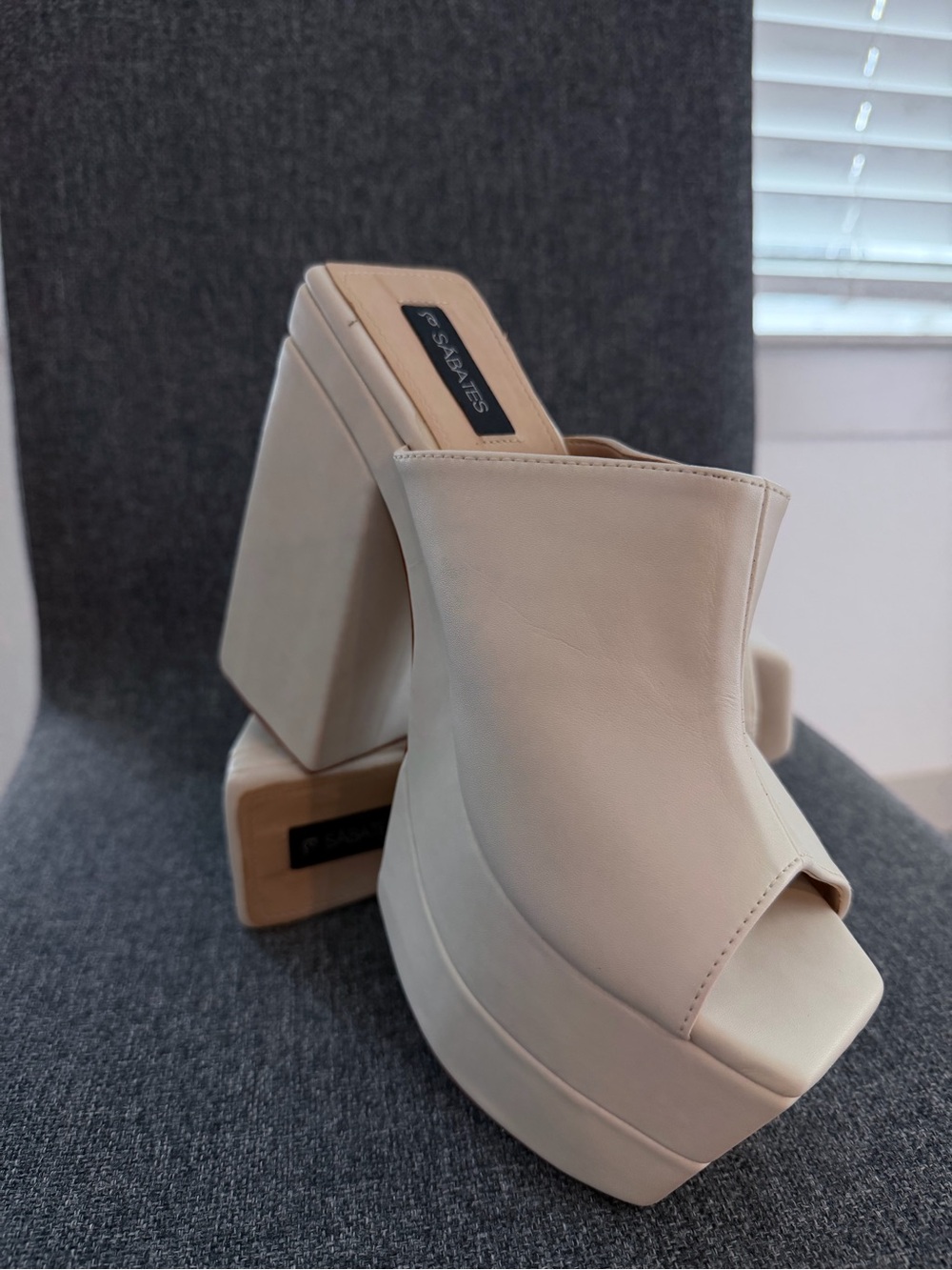 Bates Cream Platform Mule Heels